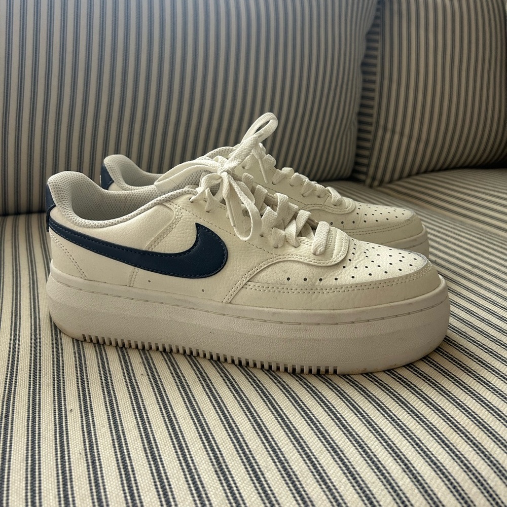 Nike Women's Platform Sneakers in White and Navy
